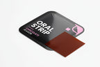 Oral strip packaging with chocolate flavor on a white background