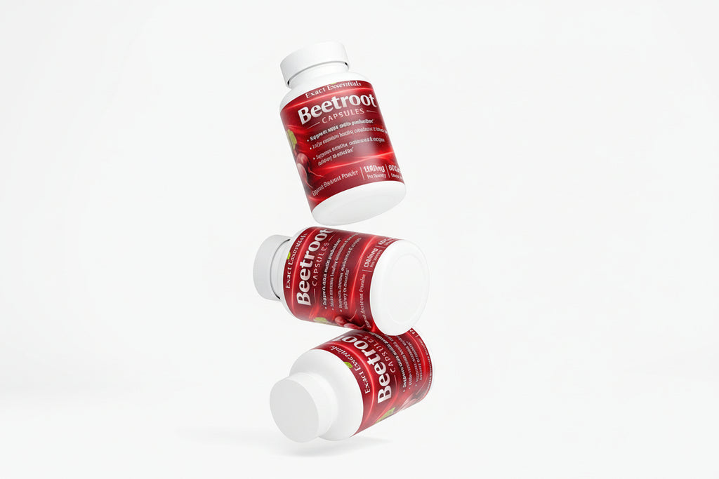 Three bottles of Beetroot capsules on a white background with 'suplifull' branding.