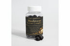 Bottle of Mushroom Extract Complex with label on a light gray background