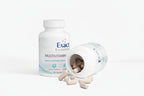 Exact Essentials Multivitamin bottle with open cap showing capsules on a white background