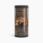 Cylindrical container of Exact Essentials Mushroom Fuse Instant Coffee on a white background