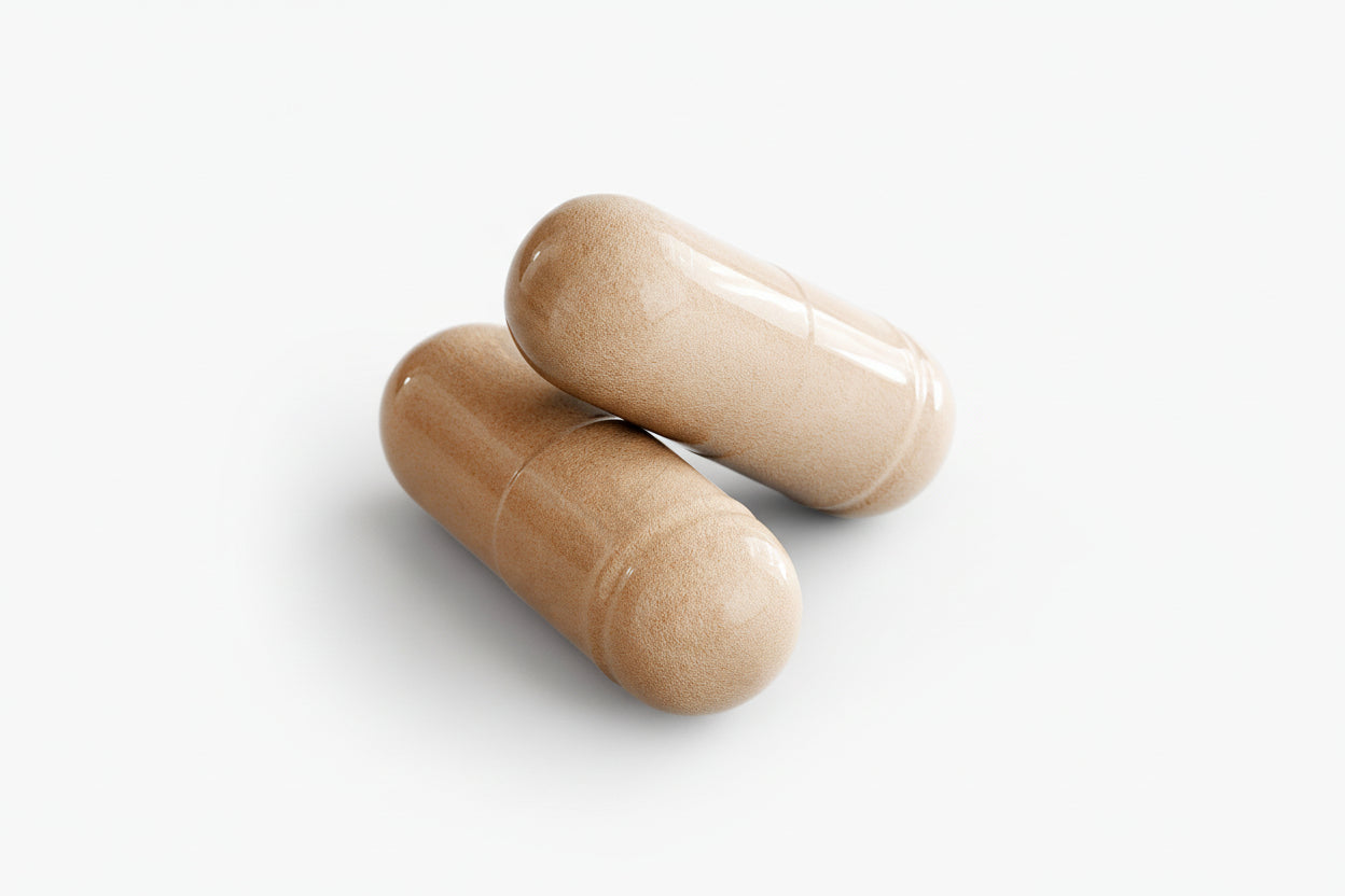 Two brown capsules on a white background with 'Supplement' branding.