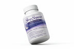 Sleep support supplement bottle with purple label on a textured gray background