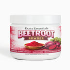 Jar of Exact Essentials Beetroot Powder on a white background