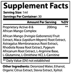 Supplement facts label with detailed ingredient list on a white background