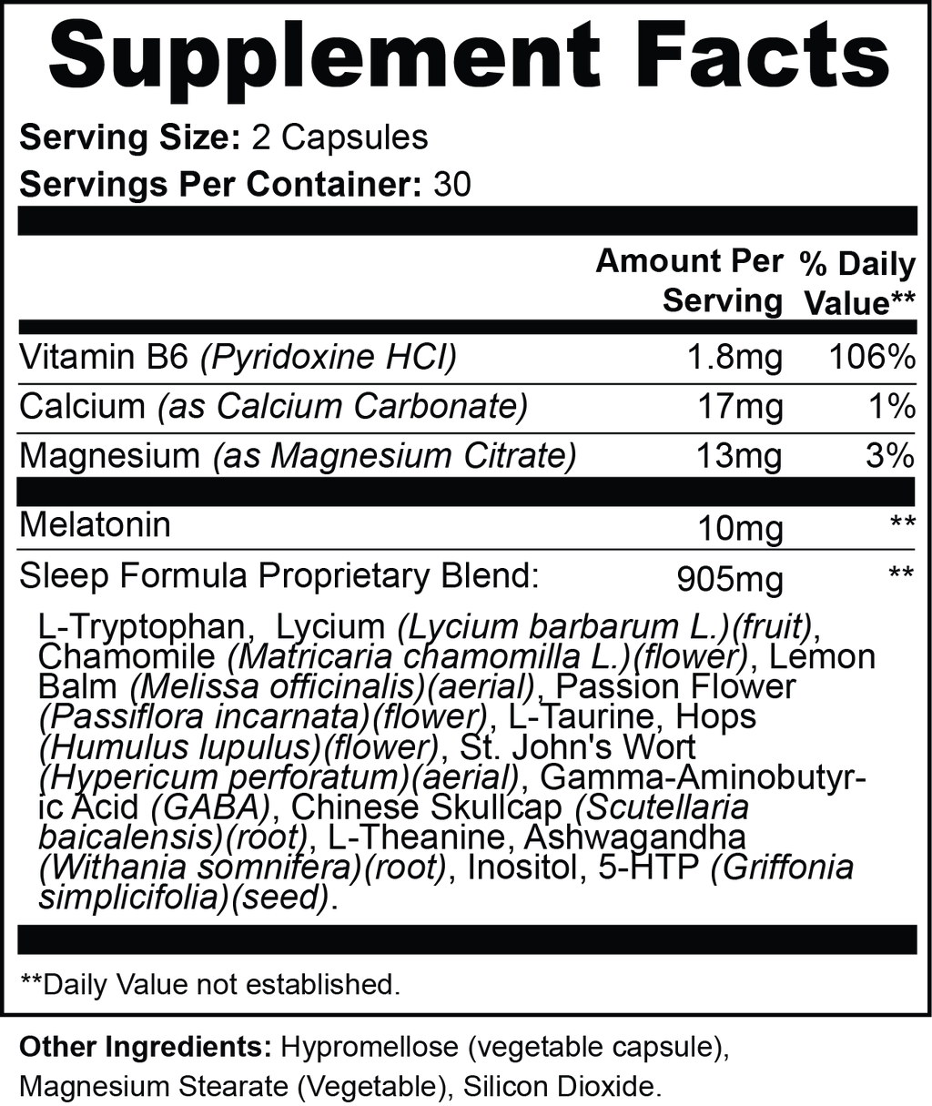 Supplement facts label with detailed nutritional information and ingredients.